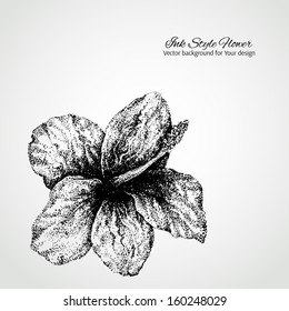 Vector card. Dotted style hibiscus