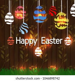 Vector card with eggs. Happy Easter greeting card with flowers and eggs. Easter card.