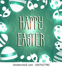 Vector card with eggs. Happy Easter greeting card with flowers and eggs. Easter card.