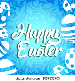 Vector card with eggs. Happy Easter greeting card with flowers and eggs. Easter card.