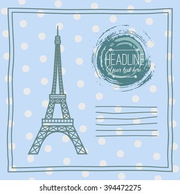 vector card with eiffel tower