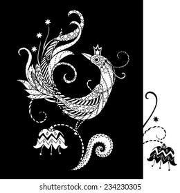 Vector card with fairy bird