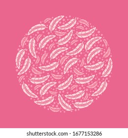 Tarjeta vectorial con pluma. Colorido fondo floral. Perfecto para saludos, invitaciones, anuncios, diseño de bodas