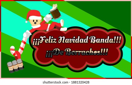 Vector card "Feliz Navidad"(Merry christmas), beer themed