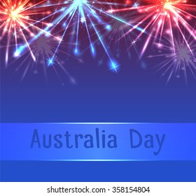 Vector card with fireworks and congratulations on Australia Day