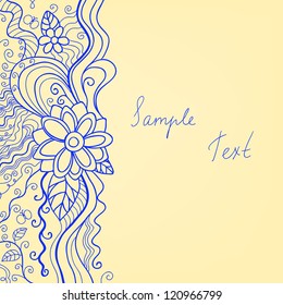 Vector card with floral hand drawn sketch