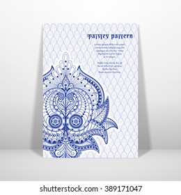Vector card with floral oriental pattern on ethnic background. Place for your text.