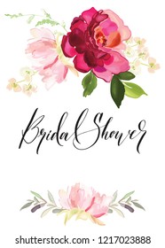 Vector card with floral pattern in watercolor style. Vintage handmade illustration.