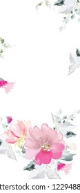 Vector card with floral pattern in watercolor style. Vintage handmade illustration.