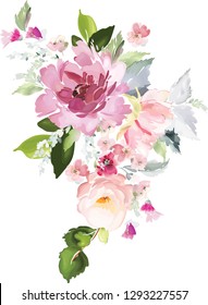Vector card with floral pattern in watercolor style. Vintage handmade illustration.