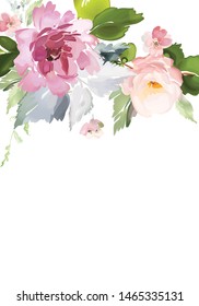 Vector card with floral pattern in watercolor style. Vintage handmade illustration.