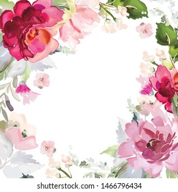 Vector card with floral pattern in watercolor style. Vintage handmade illustration.