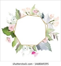 Vector card with floral pattern in watercolor style. Vintage handmade illustration.