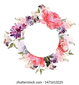 Vector card with floral pattern in watercolor style. Vintage handmade illustration.