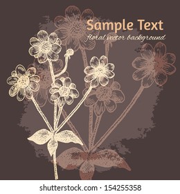 Vector card with flower. Vintage muted colors