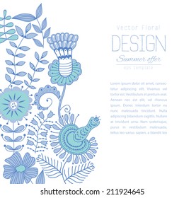 Vector card with flowers, invitation card. Template design for card. Vintage Lace Doily. 