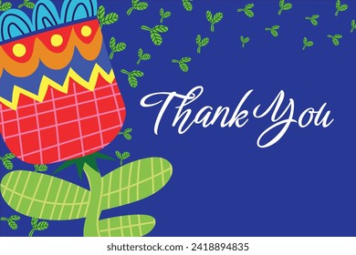 Vector card with flowers. Love you and thank you. 