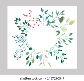 Vector card with flowers,leaves. Botanic  Design for banner, wedding, poster, invitation, cover, placard, brochure, header.