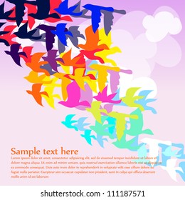 vector card with flying birds