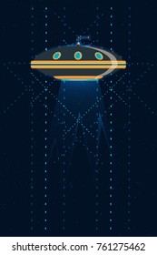 vector card with a flying saucer. the theme of the cosmos. It can be used for backgrounds, websites, brochures, postcards, etc.
