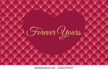 Vector card, Forever yours, yours, Happy holiday, Valentine's day, Valentine's day, text with heart elements on a checkered background