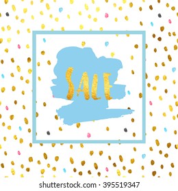 vector card with frame and dots golden background. you can change the background color to your