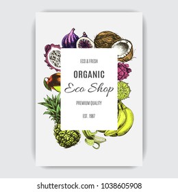 Vector card fruit. For eco shop.