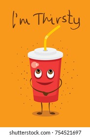 Vector card with funny doodle cup of drinks