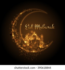 Vector card with glowing mosque