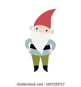 Vector card with gnome.  Vector illustration.