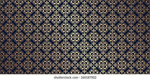 Vector card with a gold pattern. Design elements in a gothic style. Perfect for greetings, invitations and announcements. 