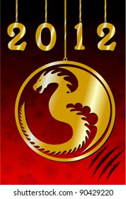vector Card with Golden Dragon