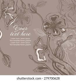 Vector card with graphic stylized cherry blossom and text