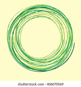 Vector card with green circles, beige background.