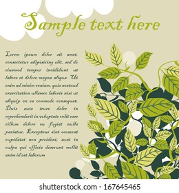 vector card with green trees for ecology concept