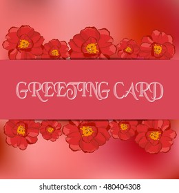 Vector card for greeting, invitation. Abstract blurred pink background and flower Tulip Template for poster, banner, greeting card, invitation. You can place your text in the center. Illustration
