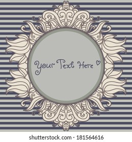 vector card with hand draw floral sketch doodle elements on a stripped background
