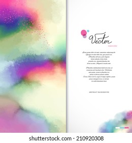 Vector card. Hand drawing with colored spots and blotches. Place for your text.