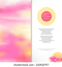 Vector card. Hand drawing with colored spots and blotches. Place for your text.