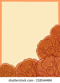 Vector card. Hand drawing poppy flowers
