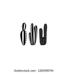 Vector card with hand drawn cacti. Beautiful floral design elements, perfect for prints and patterns