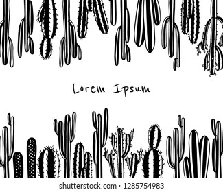 Vector card with hand drawn cacti. Beautiful floral design elements, perfect for prints and patterns