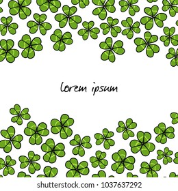 Vector card with hand drawn clover leaves.  Beautiful drawing, perfect for Saint Patrick's Day celebration