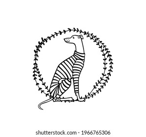 Vektorkarte mit handgezeichnet süßem Peitschenjamas in zauberhaftem Blumenkranz. Schöne Design-Elemente, Farbzeichnung, lustige Illustration. 