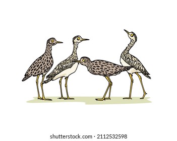 Vektorkarte mit handgezeichnet dicken Knie mit lustigen Gesichtern im Cartoon-Stil. Tintenzeichnung, schöne Elemente des Tierdesigns.