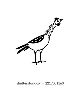 Vector card with hand drawn cute funny chicken. Beautiful ink drawing, heavy contour, graphic style. Perfect elements for food or farming design.