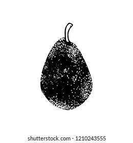 Vector card with hand drawn dotted pear. Beautiful food design elements. Ink drawing
