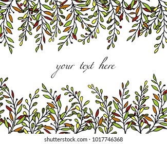 Vector card with hand drawn floral elements. Beautiful floral design elements, perfect for wedding announcements and invitations