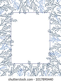 Vector card with hand drawn floral elements arranged in rectangular frame. Beautiful floral design elements, perfect for wedding announcements and invitations