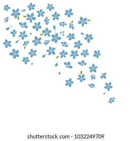 Vector card with hand drawn forget-me-not flowers. Beautiful design elements, ink drawing, perfect for romantic card
